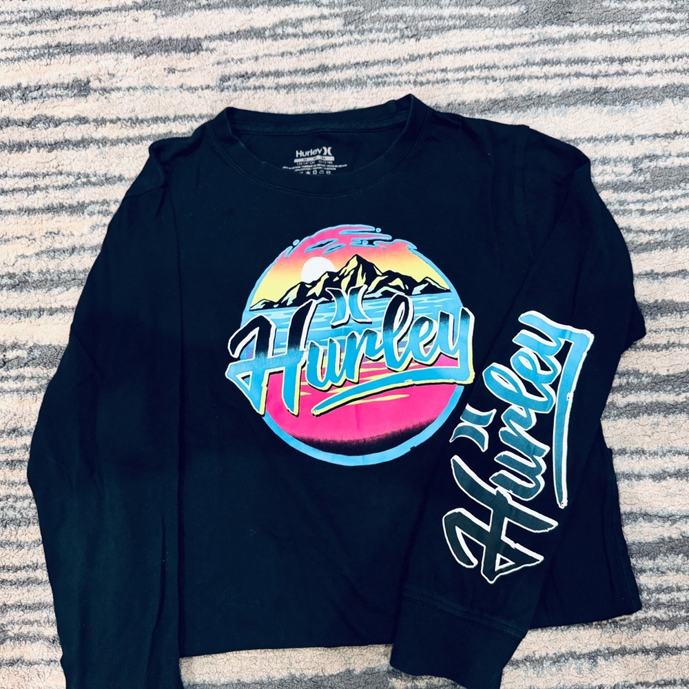 Hurley Kids Black and Blue Graphic Long Sleeve Tee
